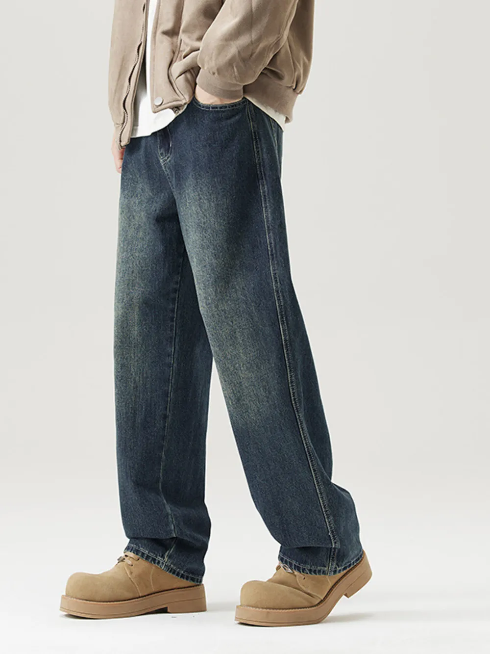 Men's Vintage Wash Relaxed Fit Jeans, image 2