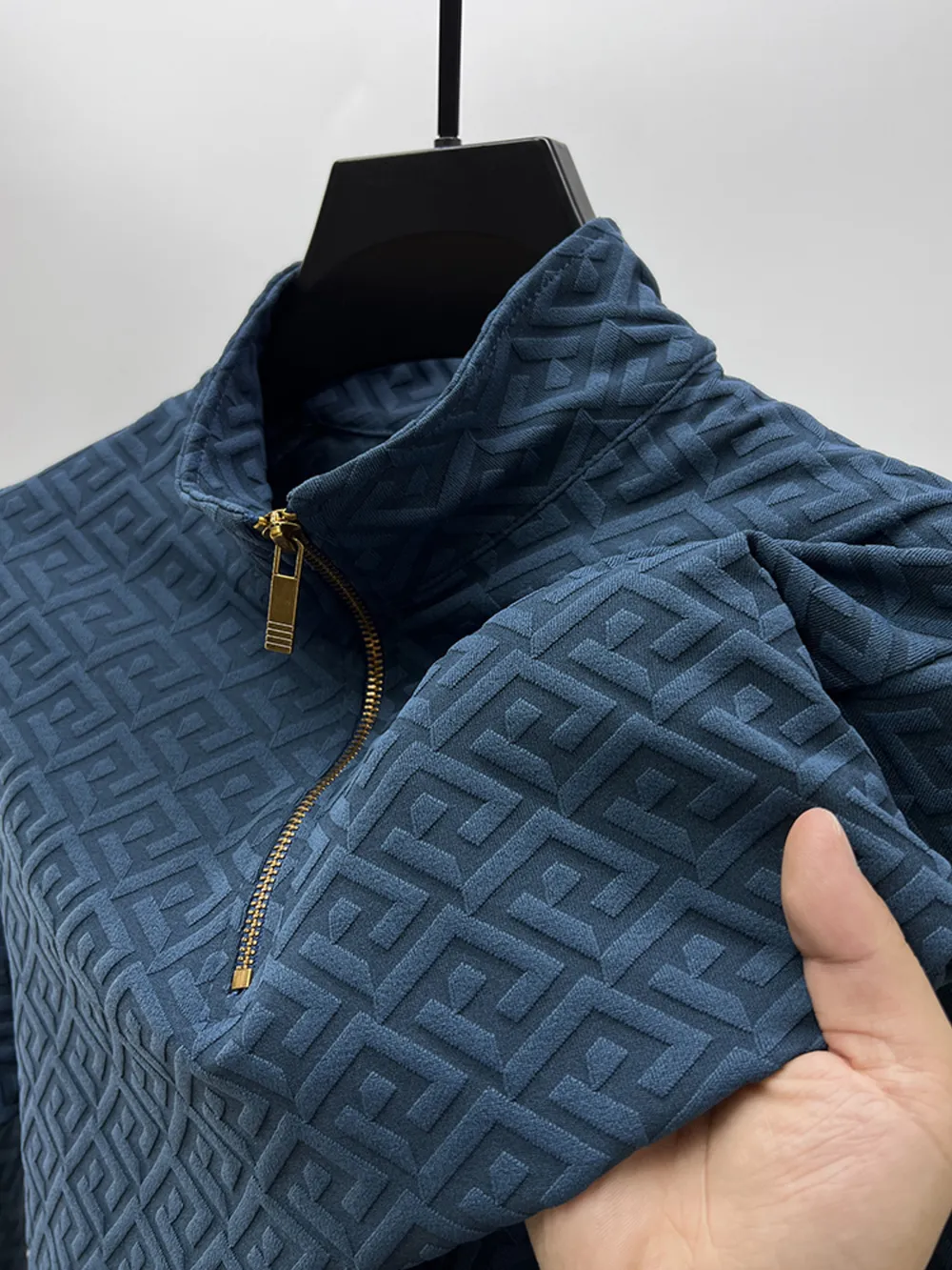 Men's Plus Size Quarter Zip Long Sleeve Top, image 7
