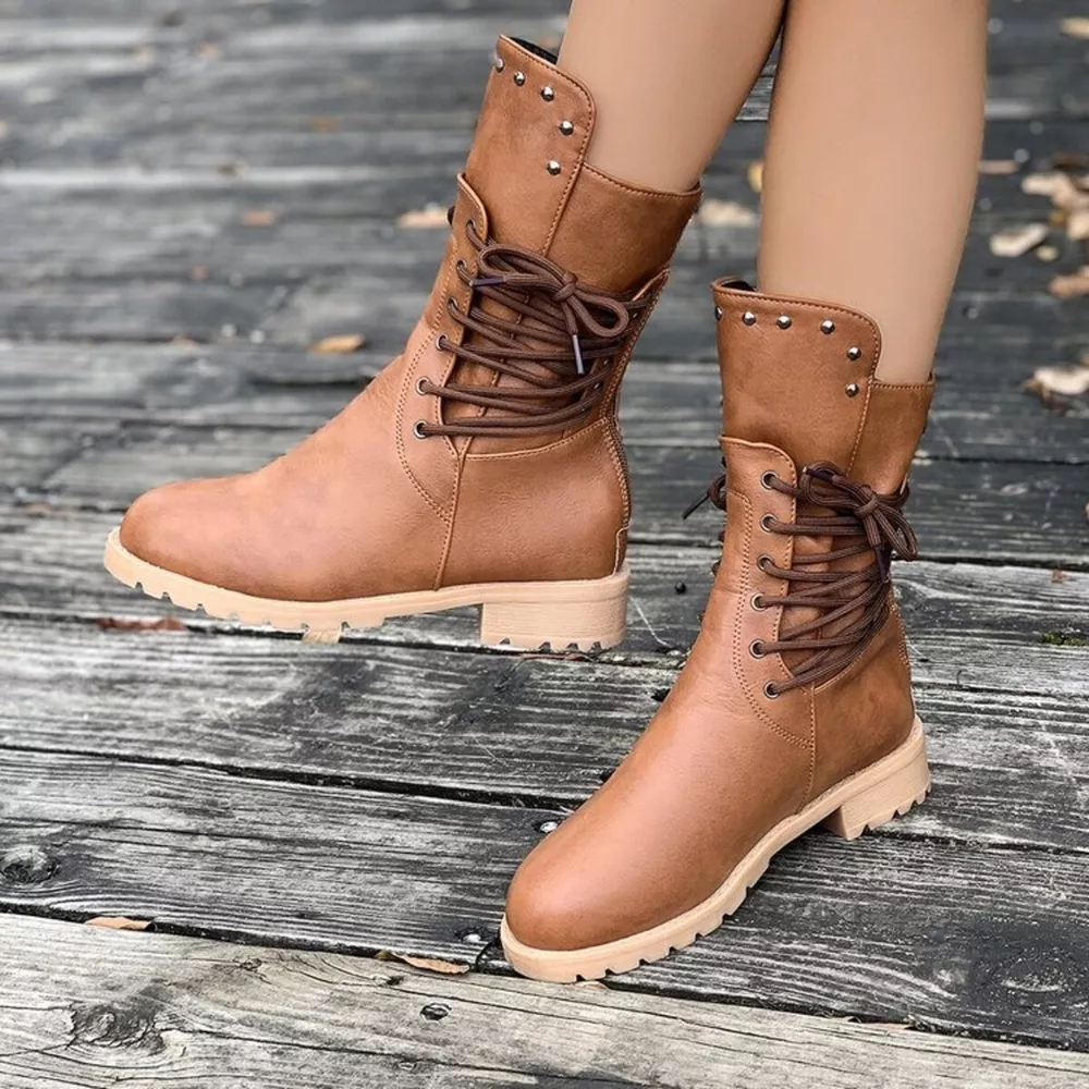 Lace Up Block Heels Boots, image 11