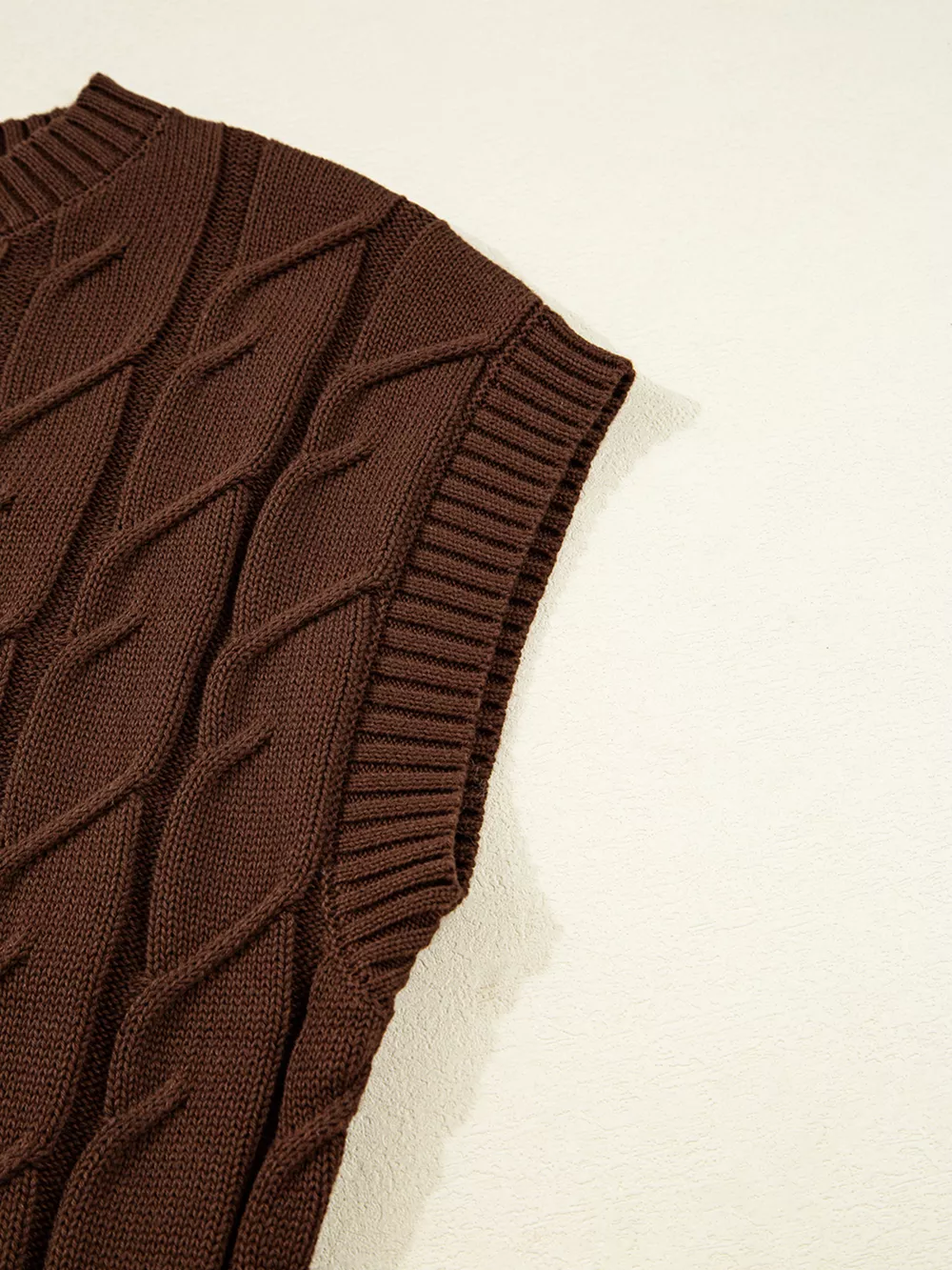 Cable Texture Crew Neck Short Sleeve Sweater Top, image 2