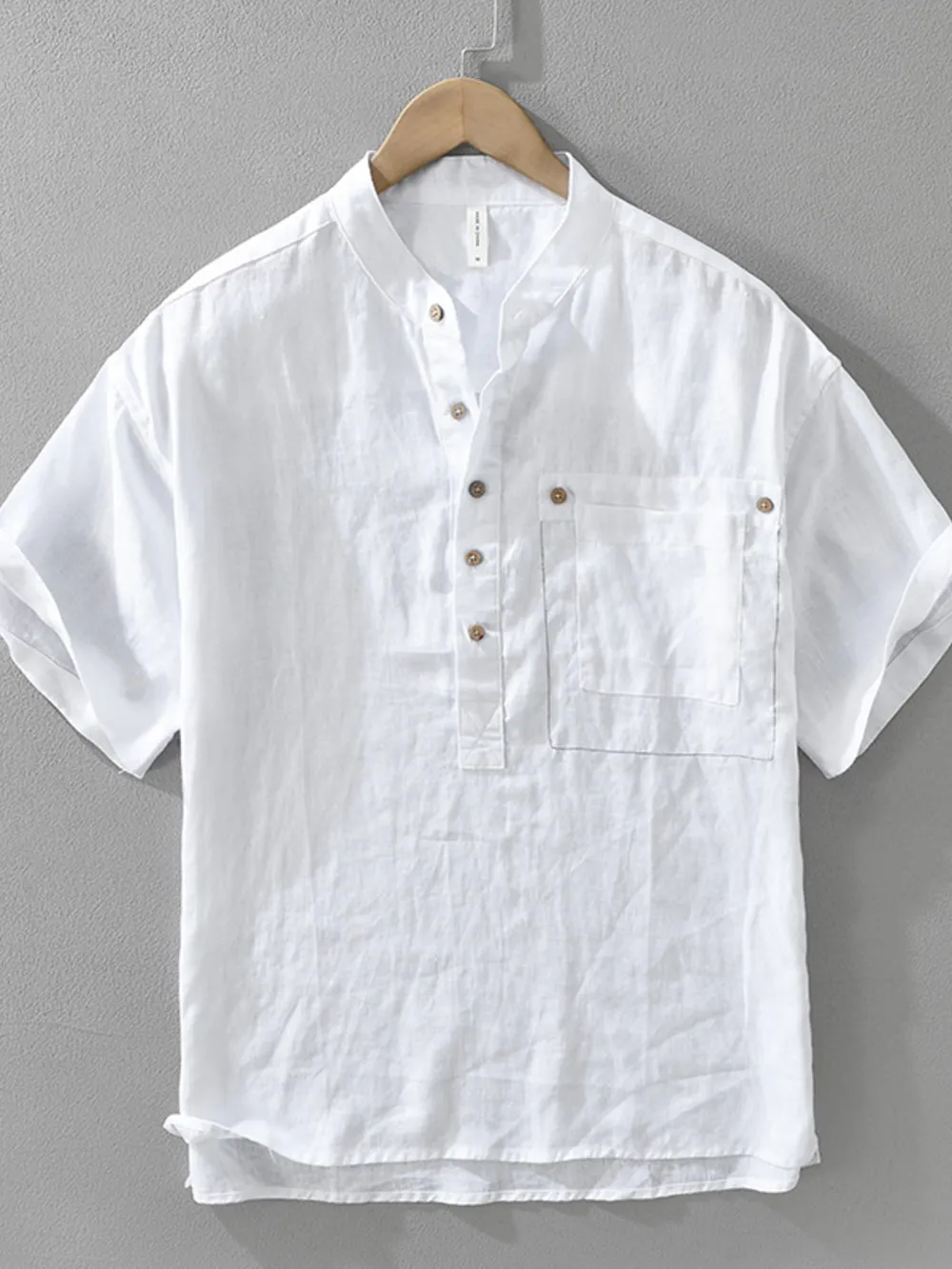 Men's Plus Size Button Detail Short Sleeve Blouse, image 3