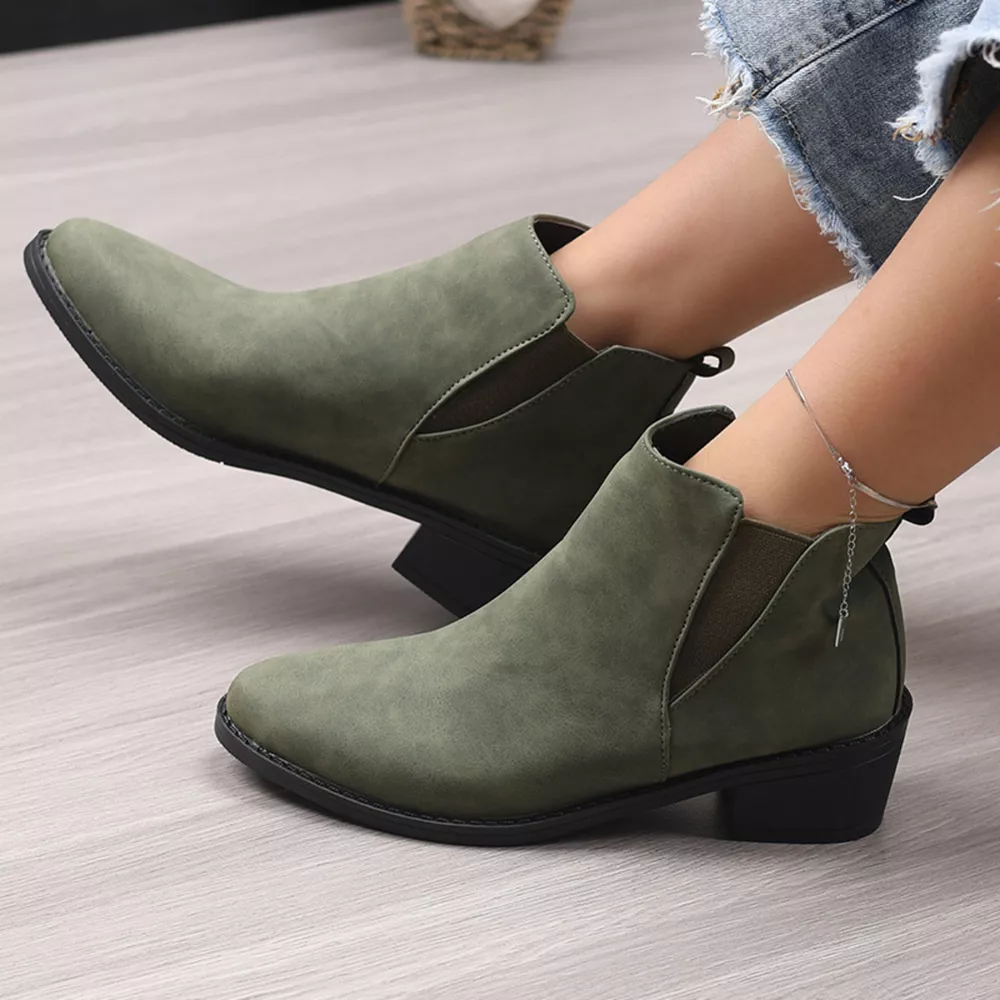 Point Toe Block Heels Ankle Boots, image 6