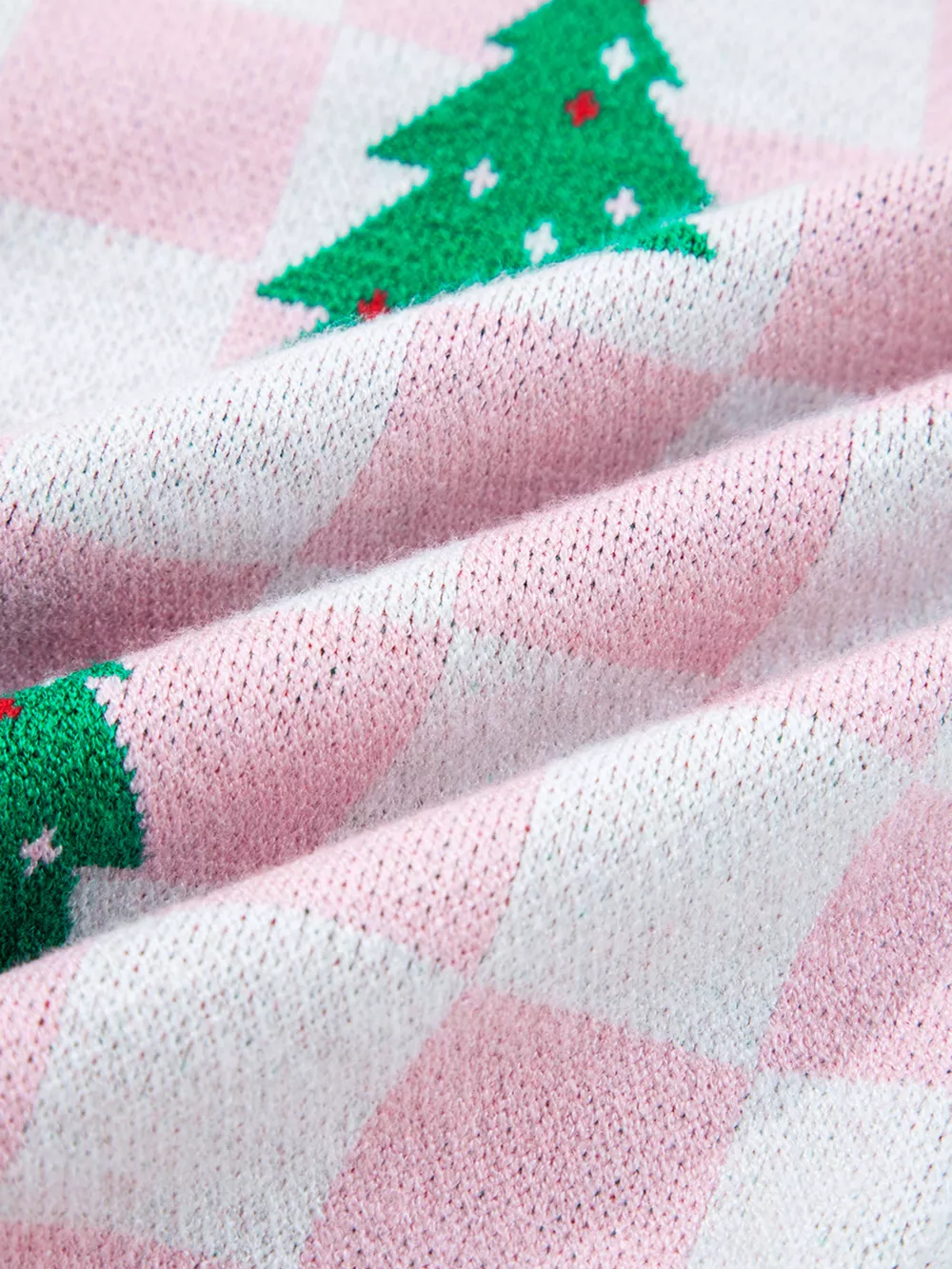 Christmas Tree Pattern Checkered Button V Neck Cardigan, image 13