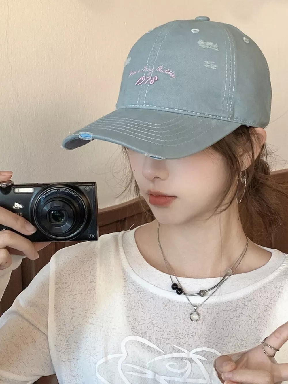Embroidered Distressed Baseball Cap, image 3