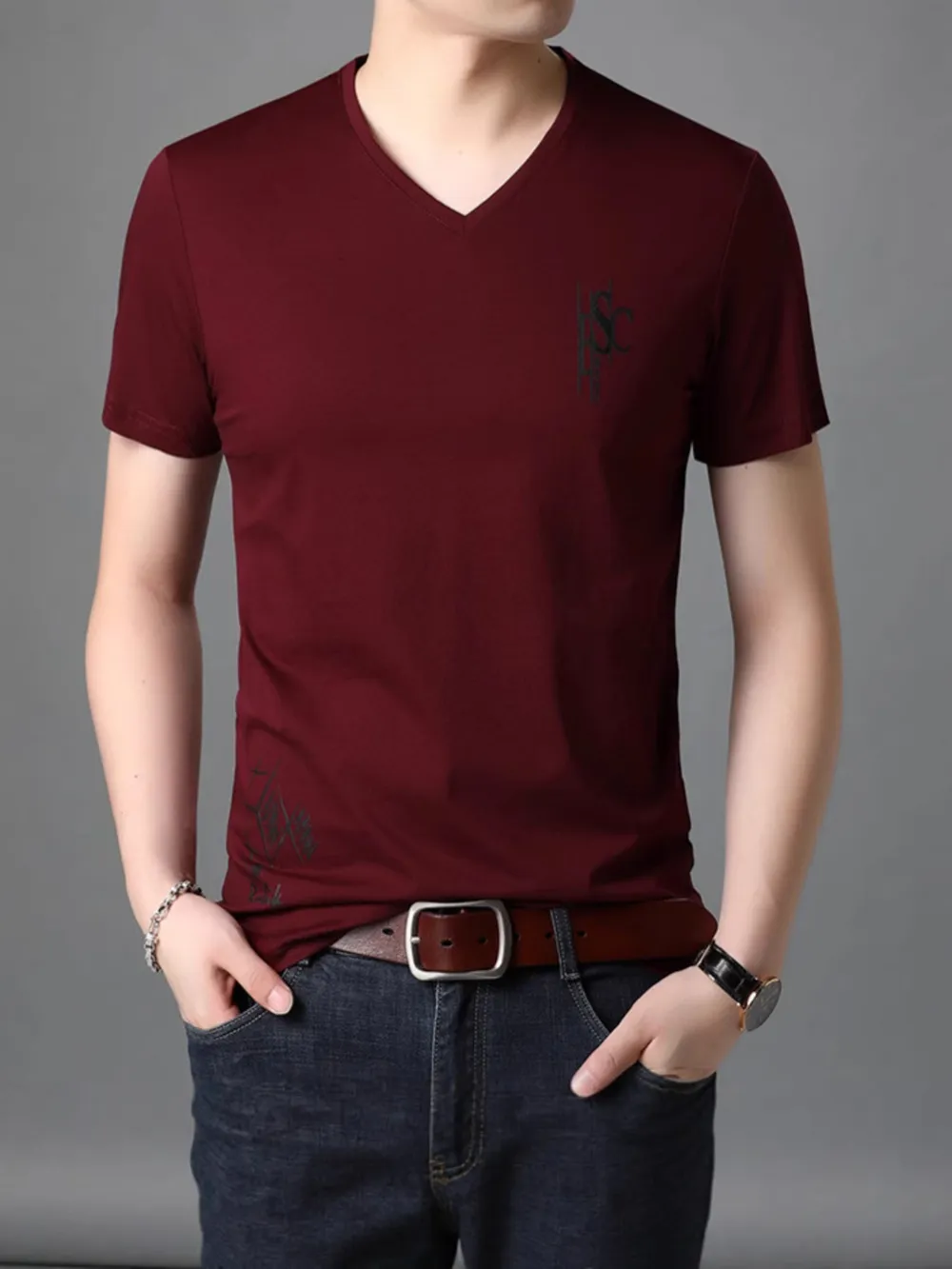 Men's Full Size V-Neck Short Sleeve T-Shirt Plus Size, image 7