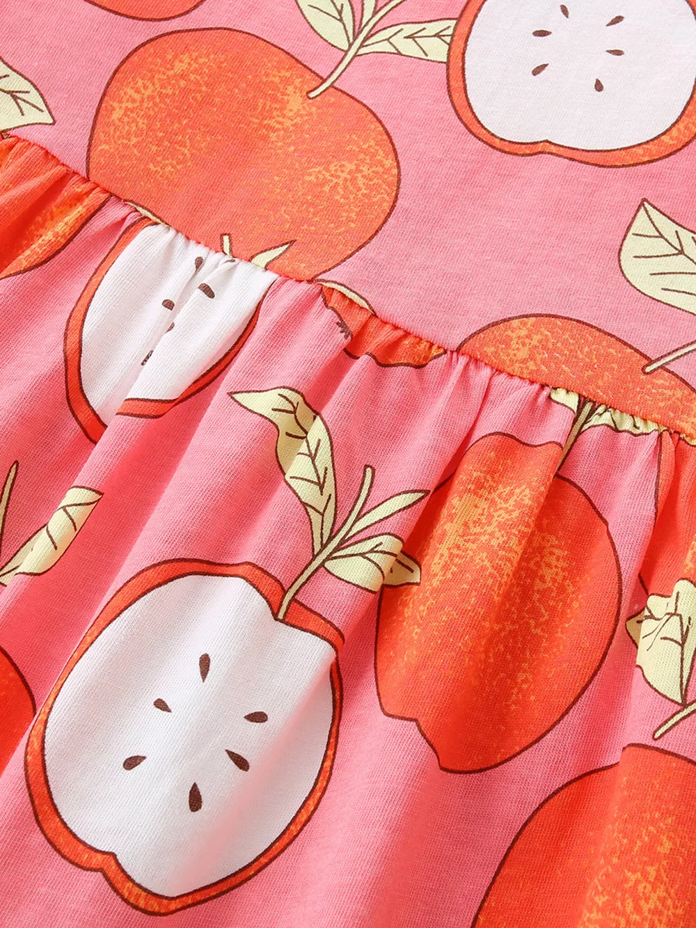 Children's Apple Print Ruffle Sleeve Casual Dress, image 4