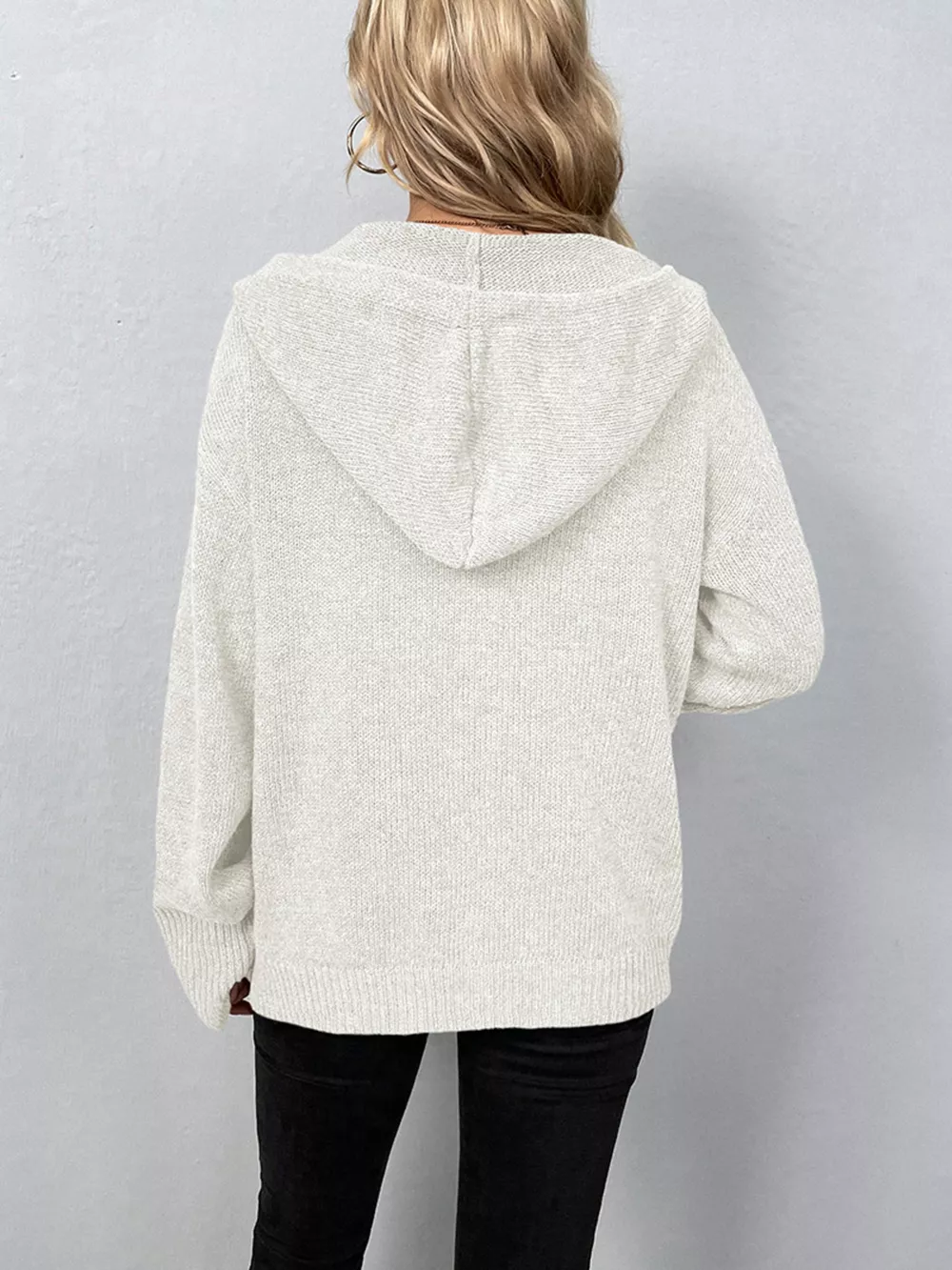 Cozy Knit Hooded Button-Down Cardigan, image 5