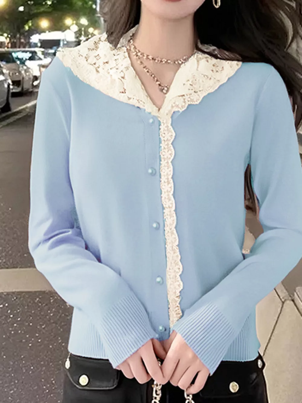 Lace Trim Hooded Cardigan, image 5