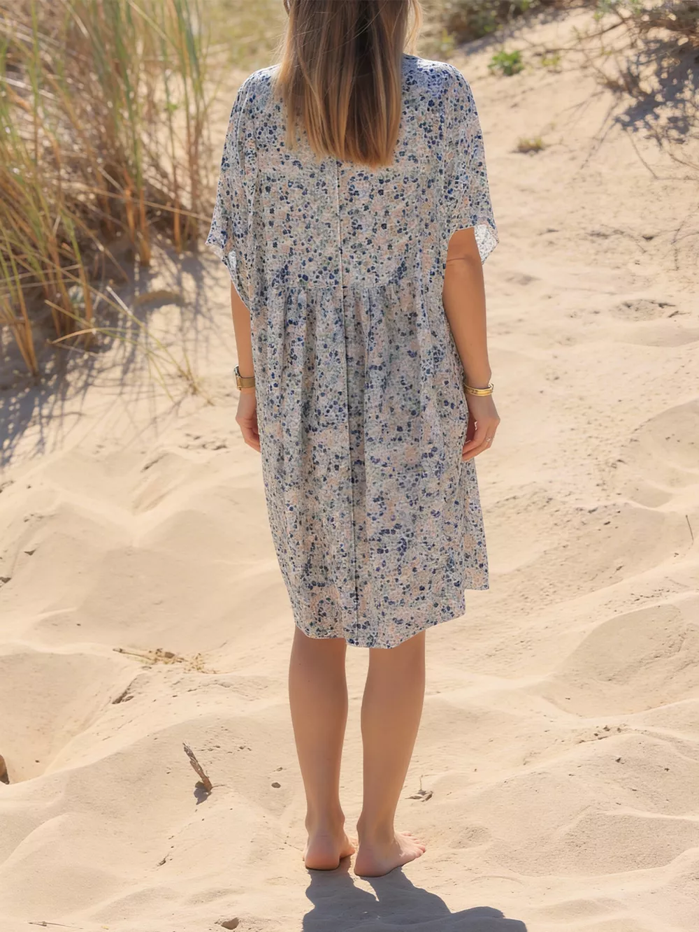 Plus Size Floral Print V-Neck Loose Fit Dress, image 4