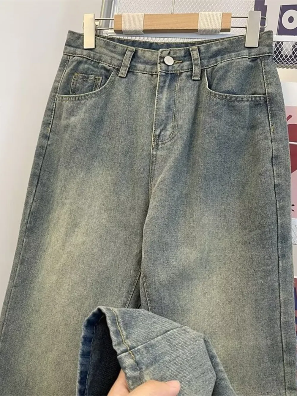 Men's Plus Size Vintage Wash Straight Leg Jeans, image 6