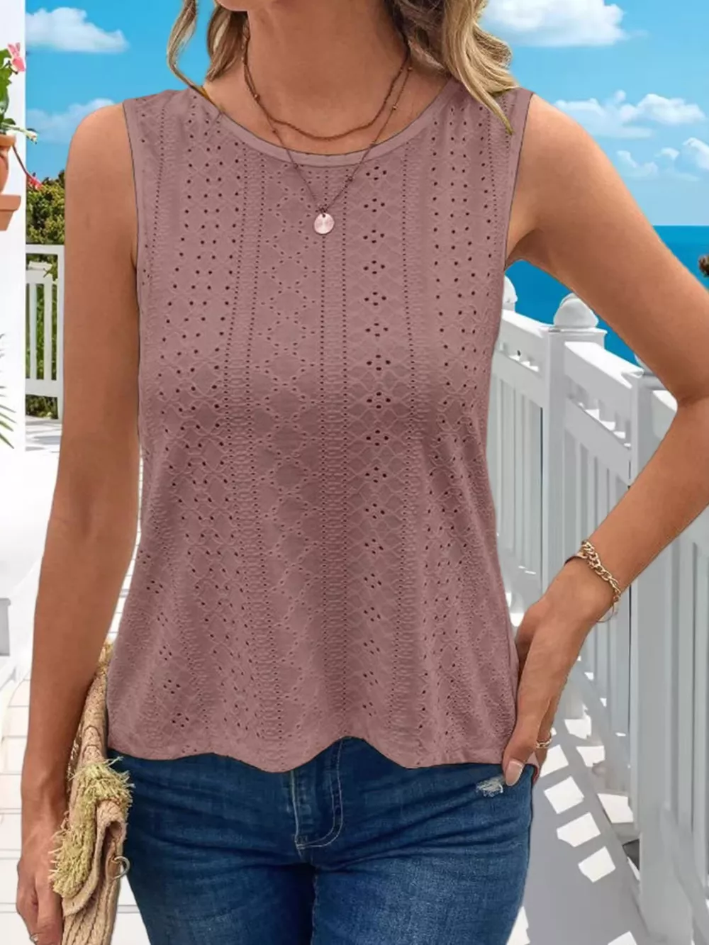 Hollow-Out Knit Tank Top, image 4