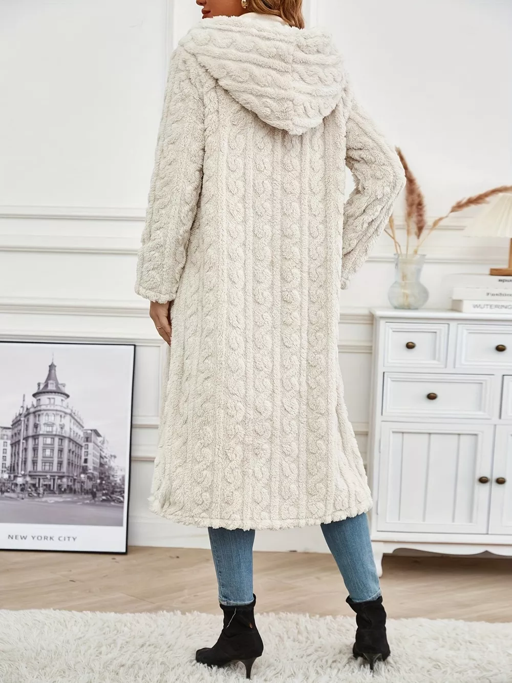 Cozy Hooded Button Up Longline Outerwear, image 5