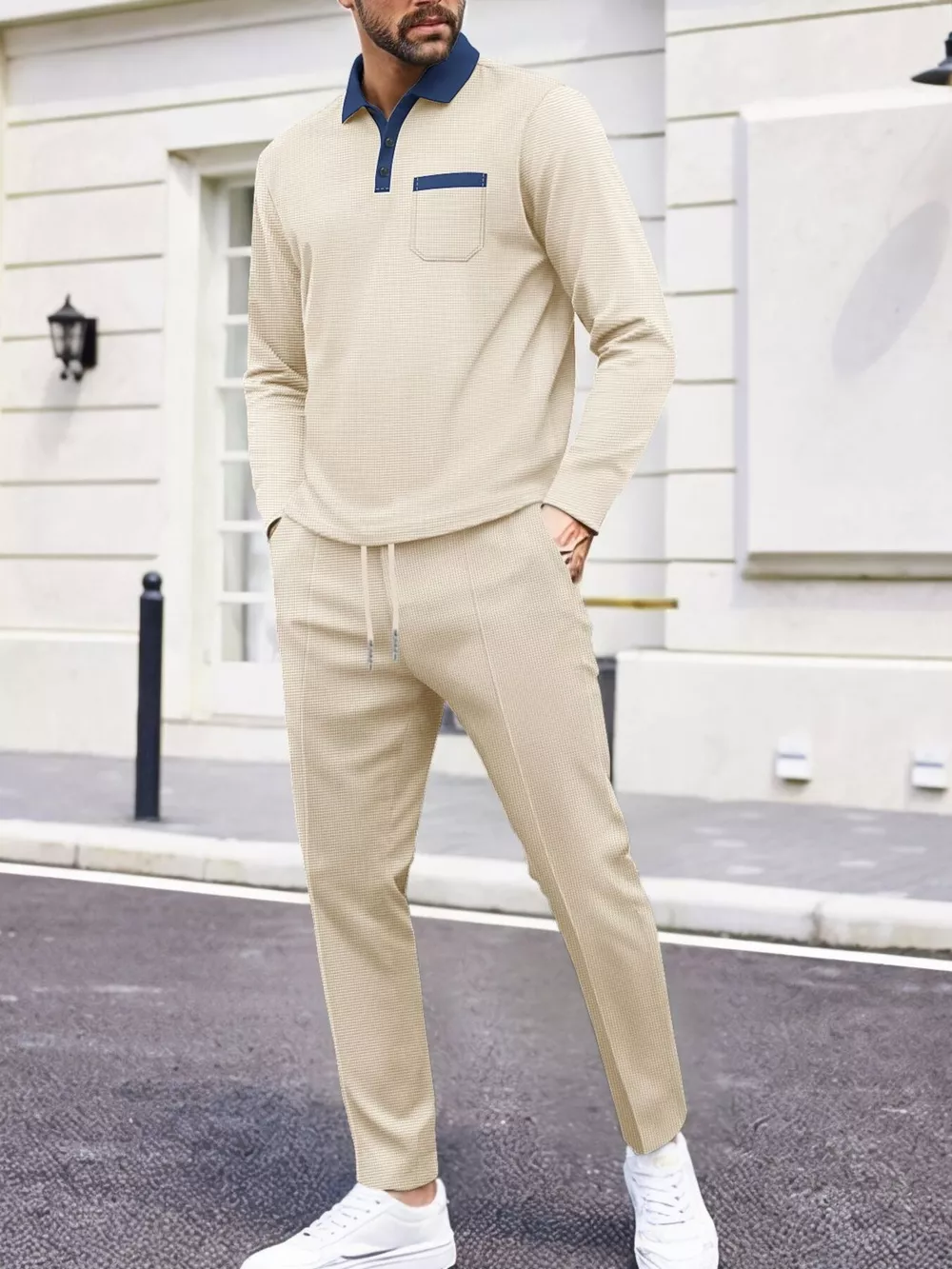 Men's Full Size Long Sleeve Top and Pants Set Plus Size, image 5