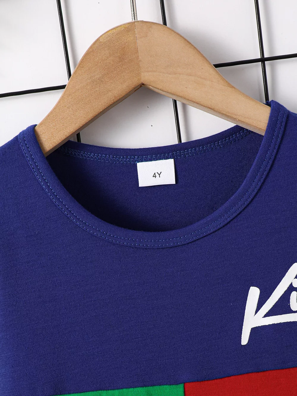Children's Color Block Round Neck Tee and Shorts Set, image 3