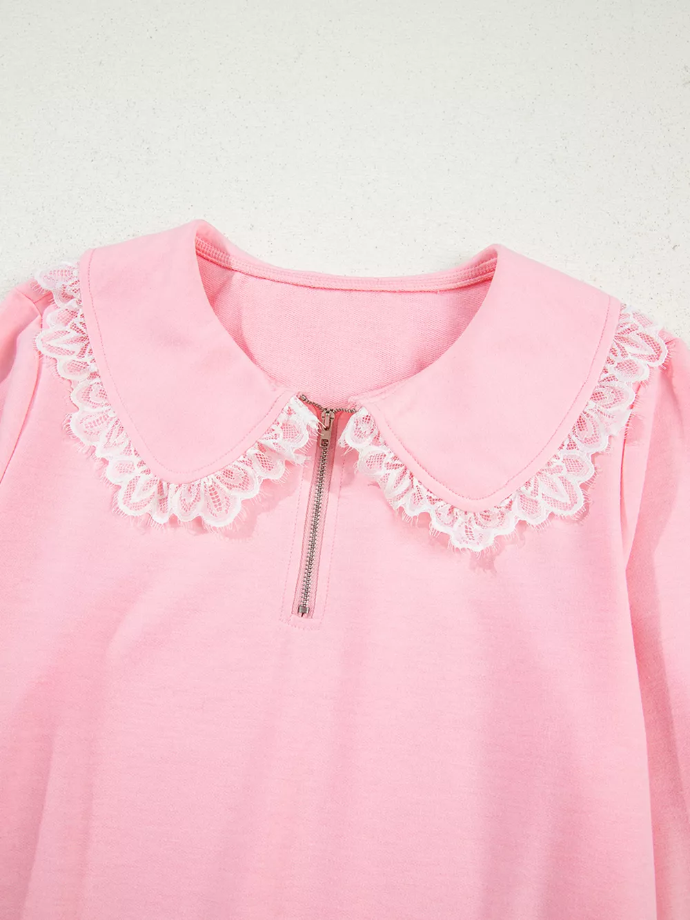 Peter Pan Lace Embellished Neck Sweatshirt and Skirt Two Piece Set, image 8