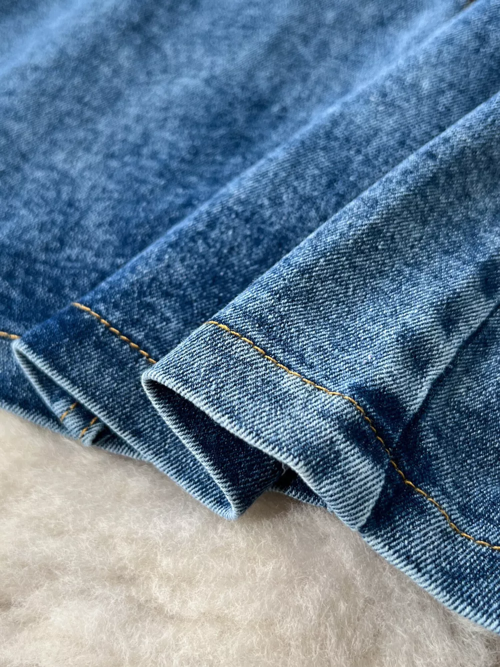 Frayed Denim Patchwork Top & Slit Maxi Skirt Denim Set, image 5