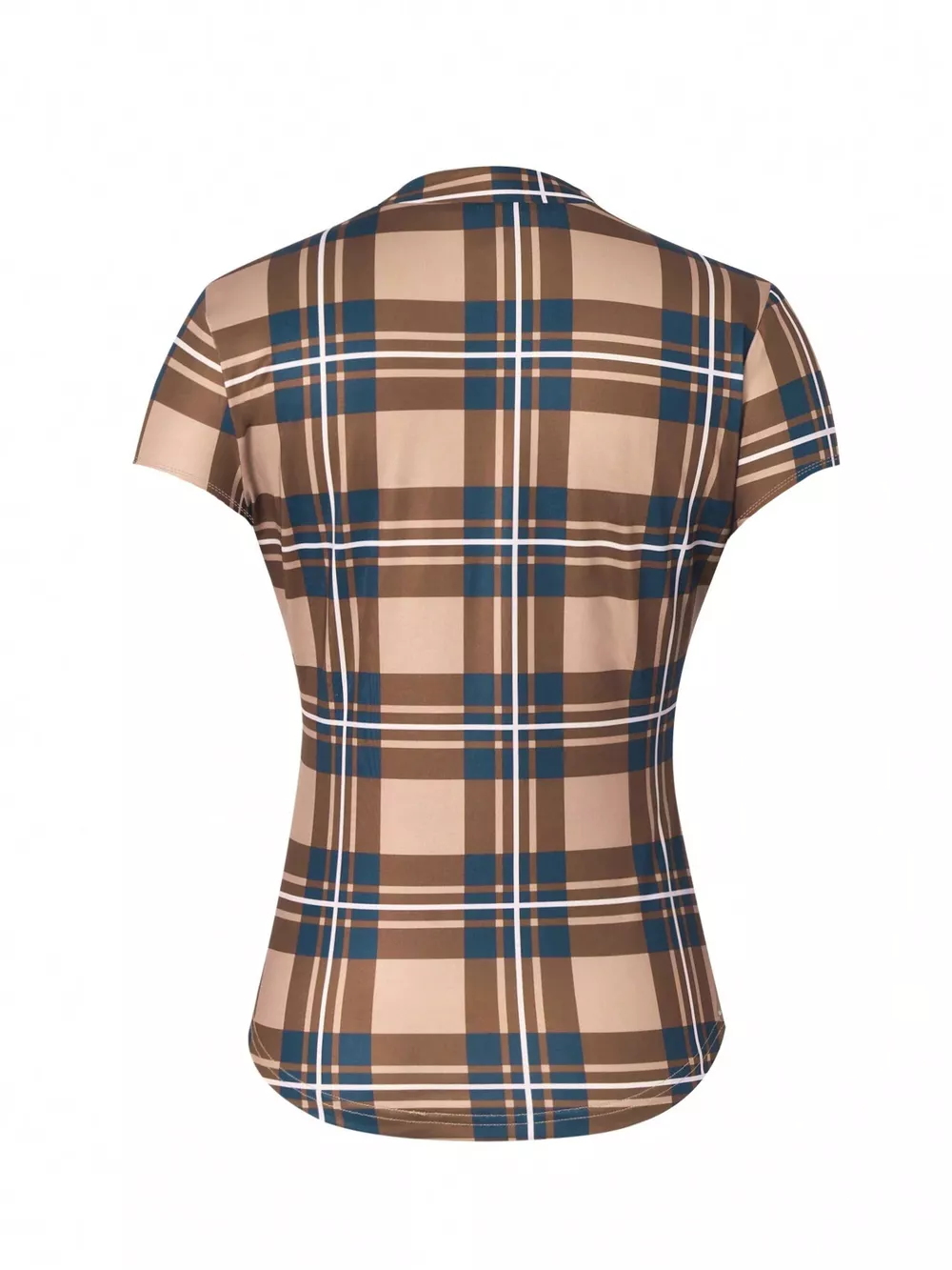 Plaid Lace-Up Short Sleeve Blouse, image 9
