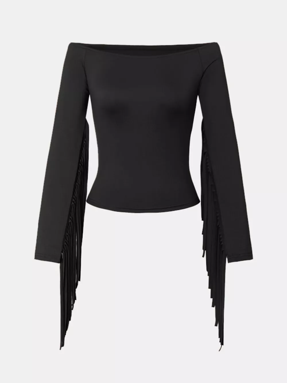 Off-Shoulder Fringe Sleeve T-Shirt, image 3