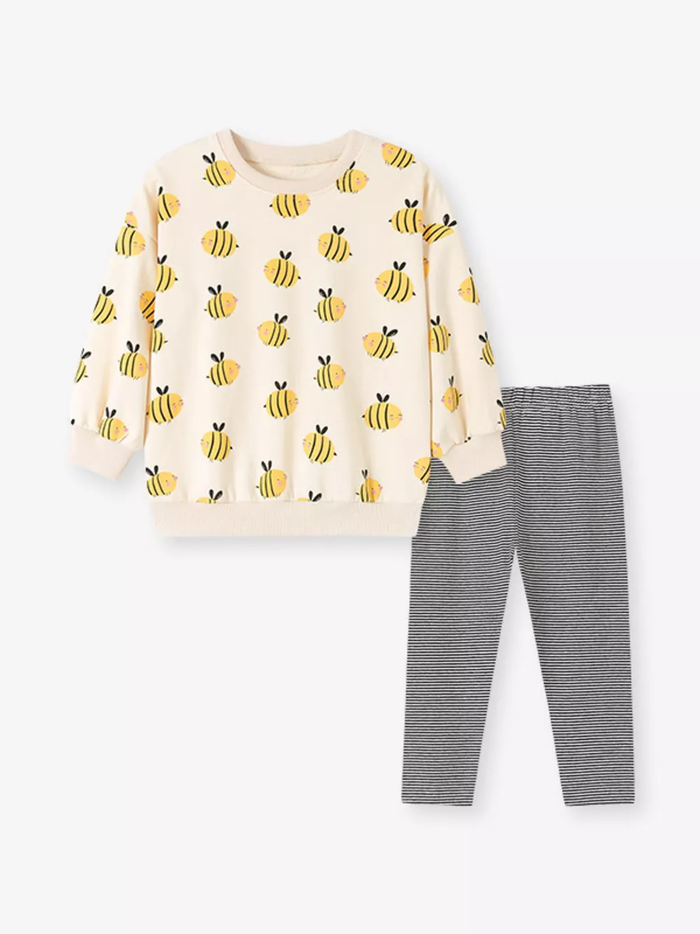 Children's Bee Print Sweatshirt and Leggings Two-Piece Set, image 2