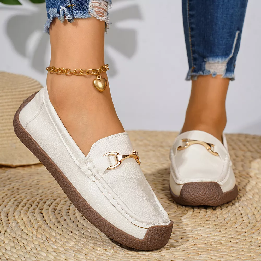 Classic Metal Bit Embellished Slip-On Loafers with Textured Non-Slip Sole, image 13