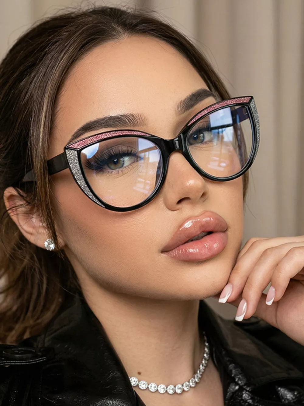 Glitter Cat-Eye Sunglasses with Tinted Lenses, image 3
