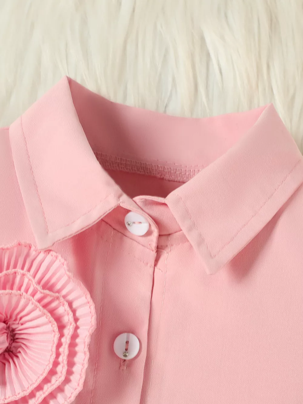 Children's Flower Decor Shirt & Pleated Skirt Set, image 4