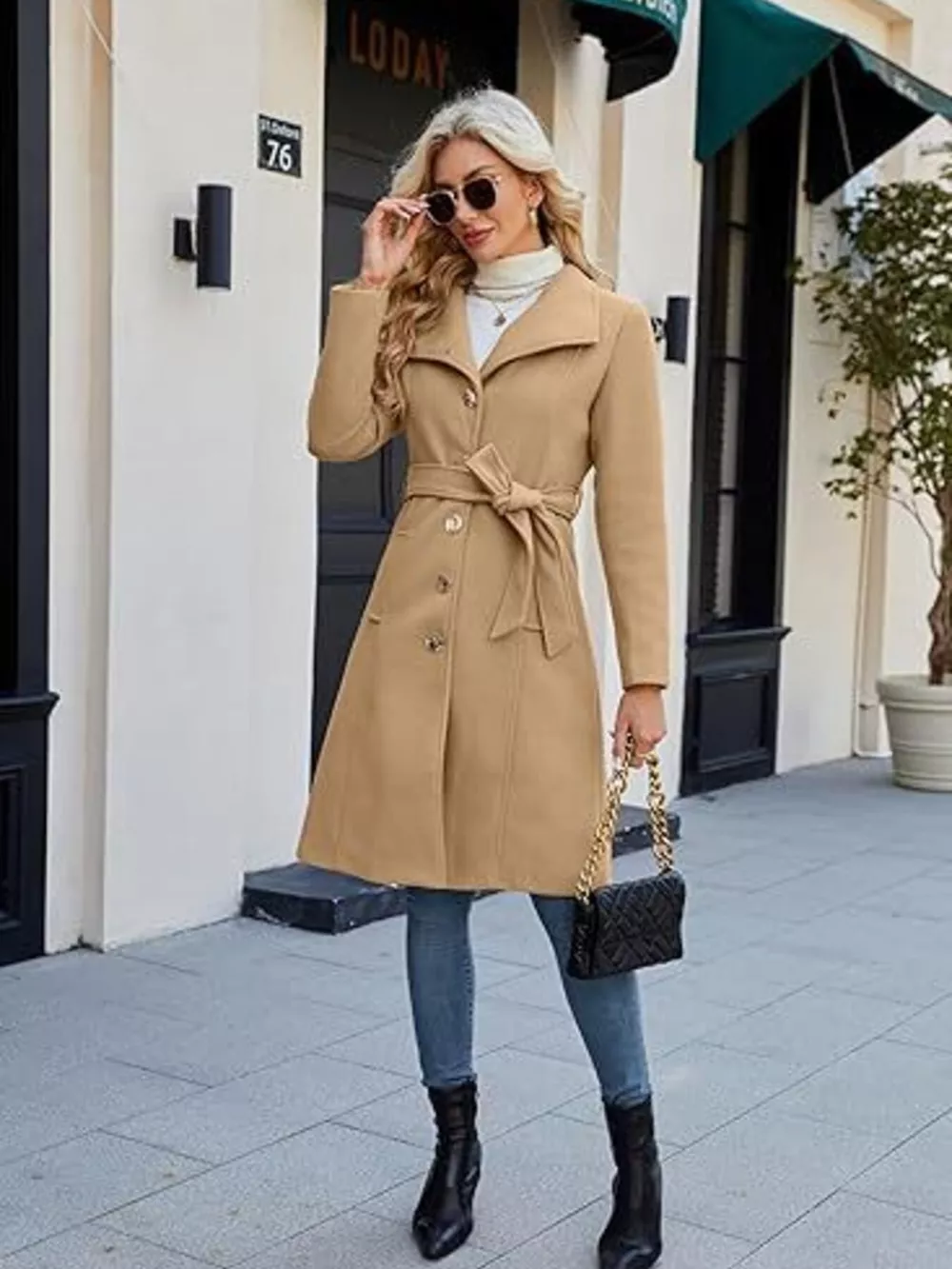Single-Breasted Collared Neck Overcoat, image 4