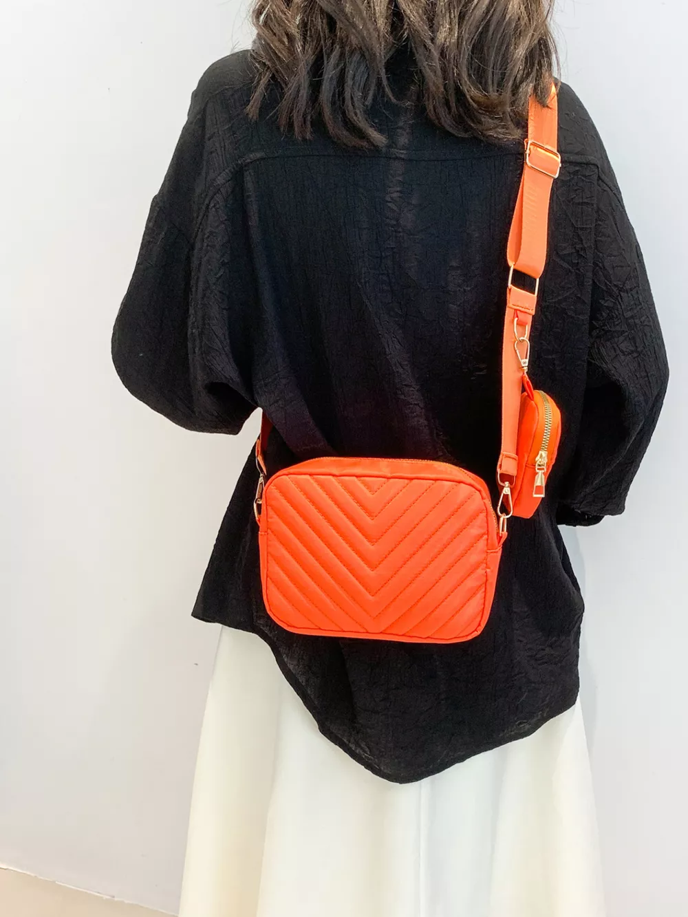 Chevron Quilted Crossbody Bag with Mini Pouch, image 8