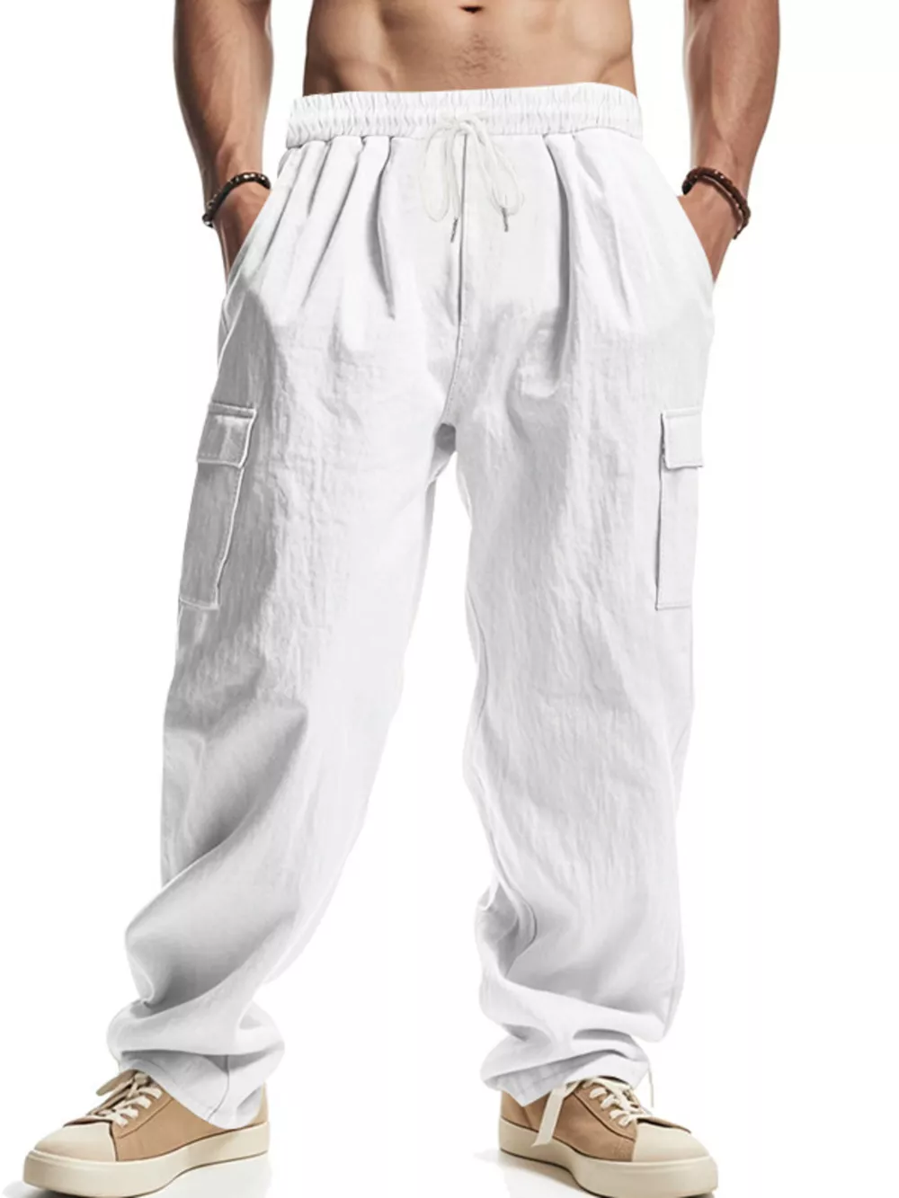 Men's Full Size Relaxed Fit Cargo Drawstring Pants Plus Size, image 2