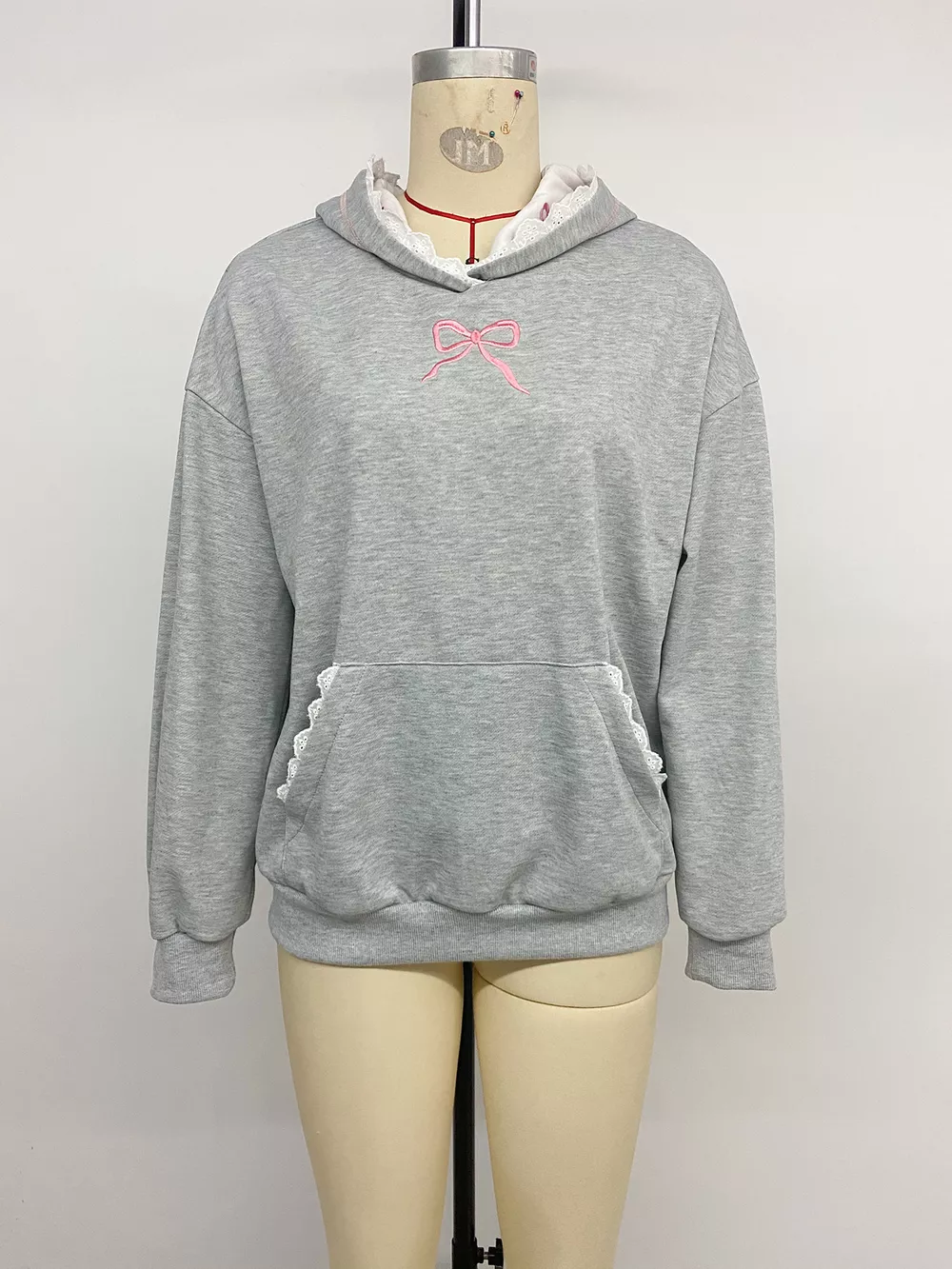 Bow Embroidered Long Sleeve Hoodie, image 10