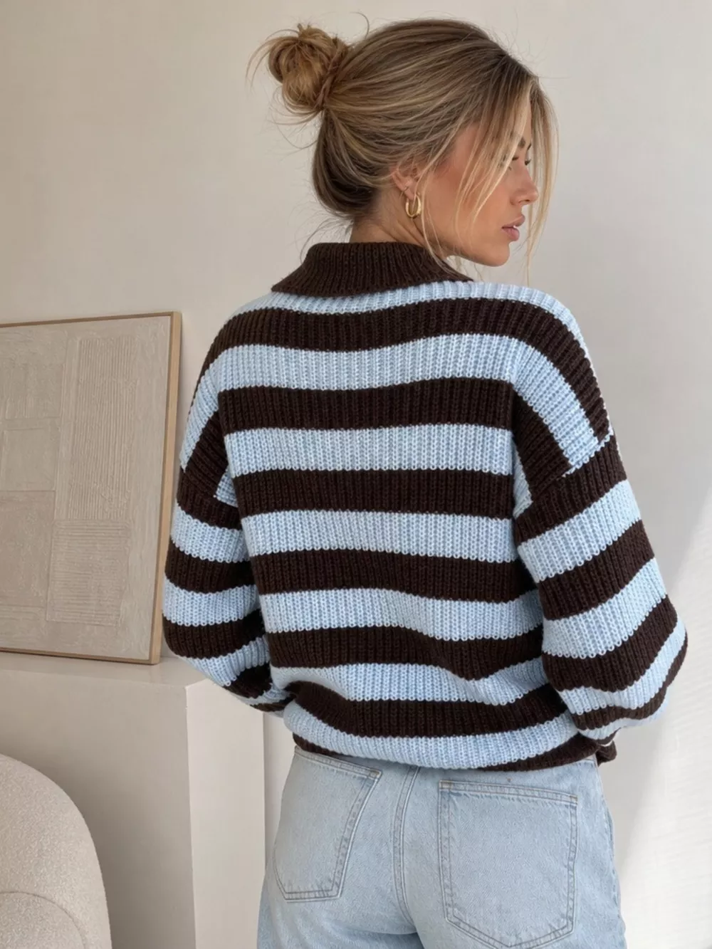 Striped Dropped Shoulder Sweater, image 4