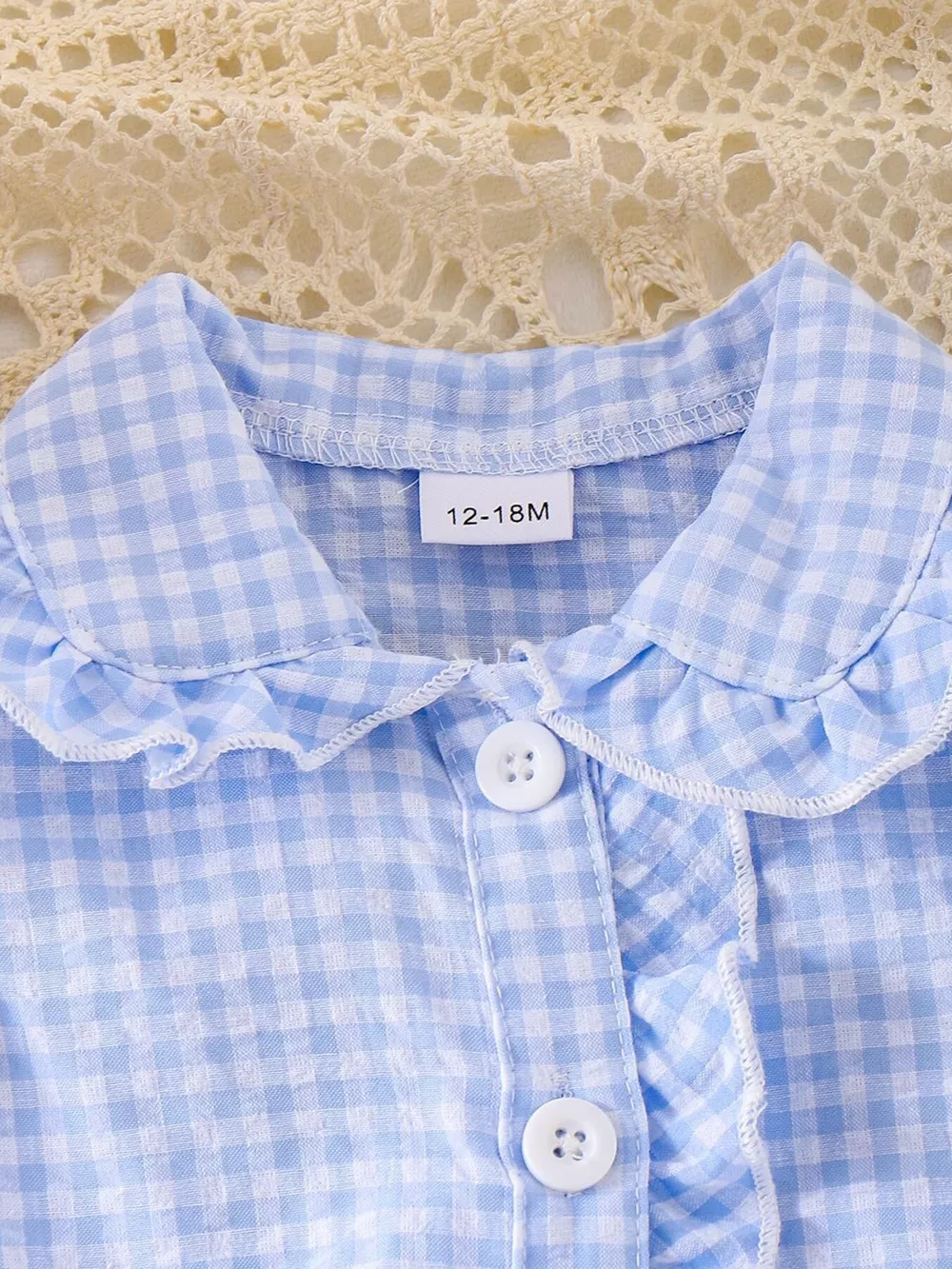 Children's Gingham Ruffle Collar Sleeveless Shirt, image 12