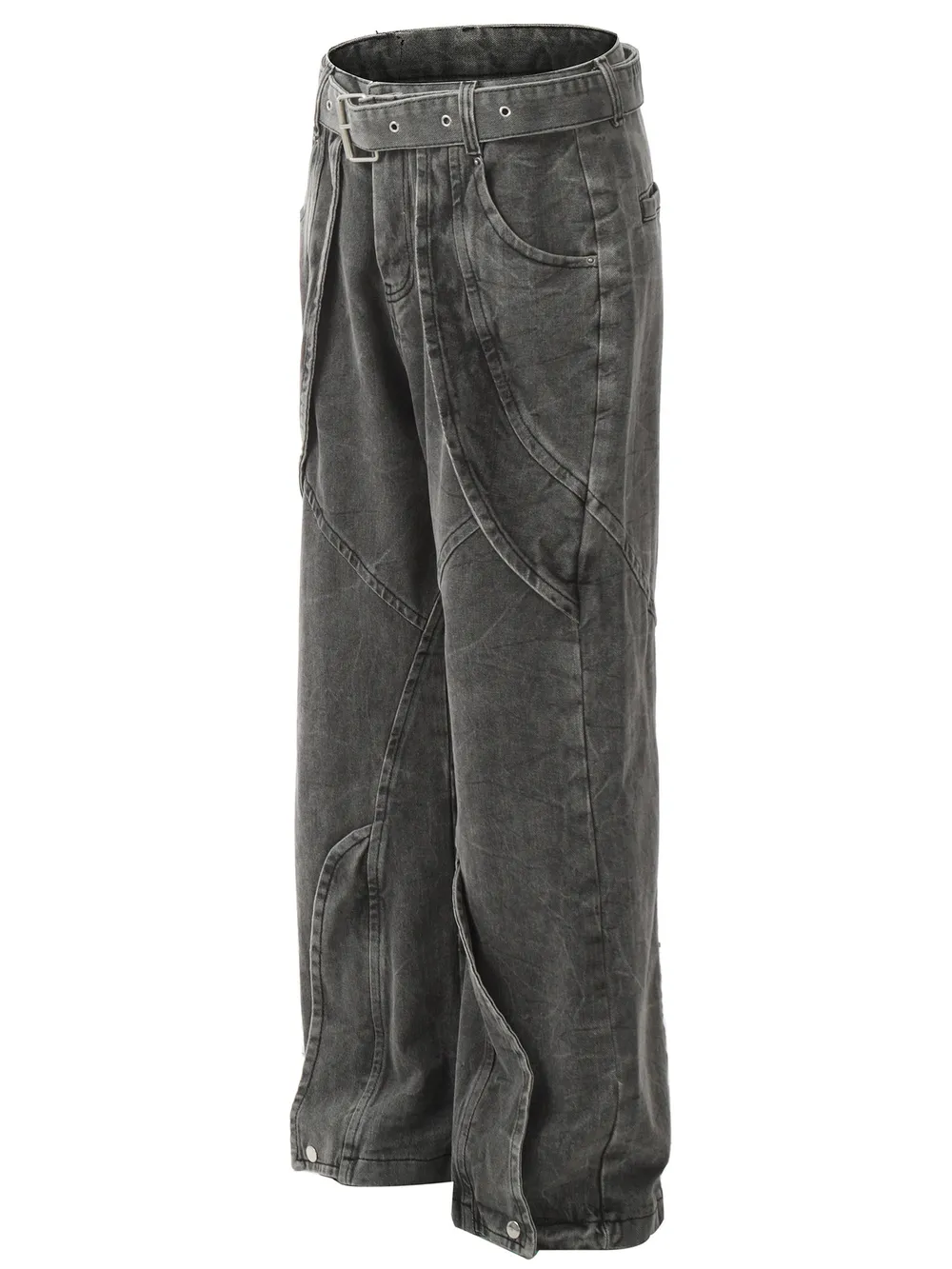 Men's Washed Wide-Leg Baggy Jeans, image 2
