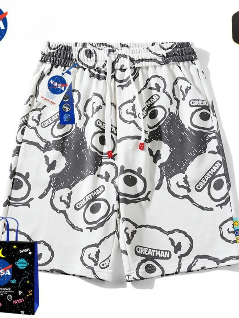 Men's Full Size Bear Print Shorts Plus Size, image 2