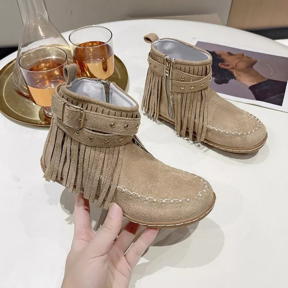 Fringe Round Toe Boots, image 10