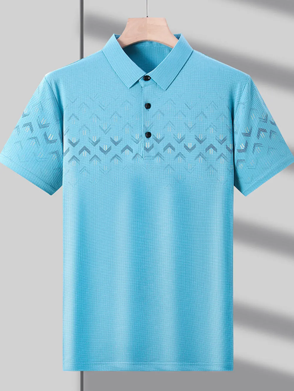 Men's Plus Size Gradient Pattern Business Casual Polo Shirt, image 5