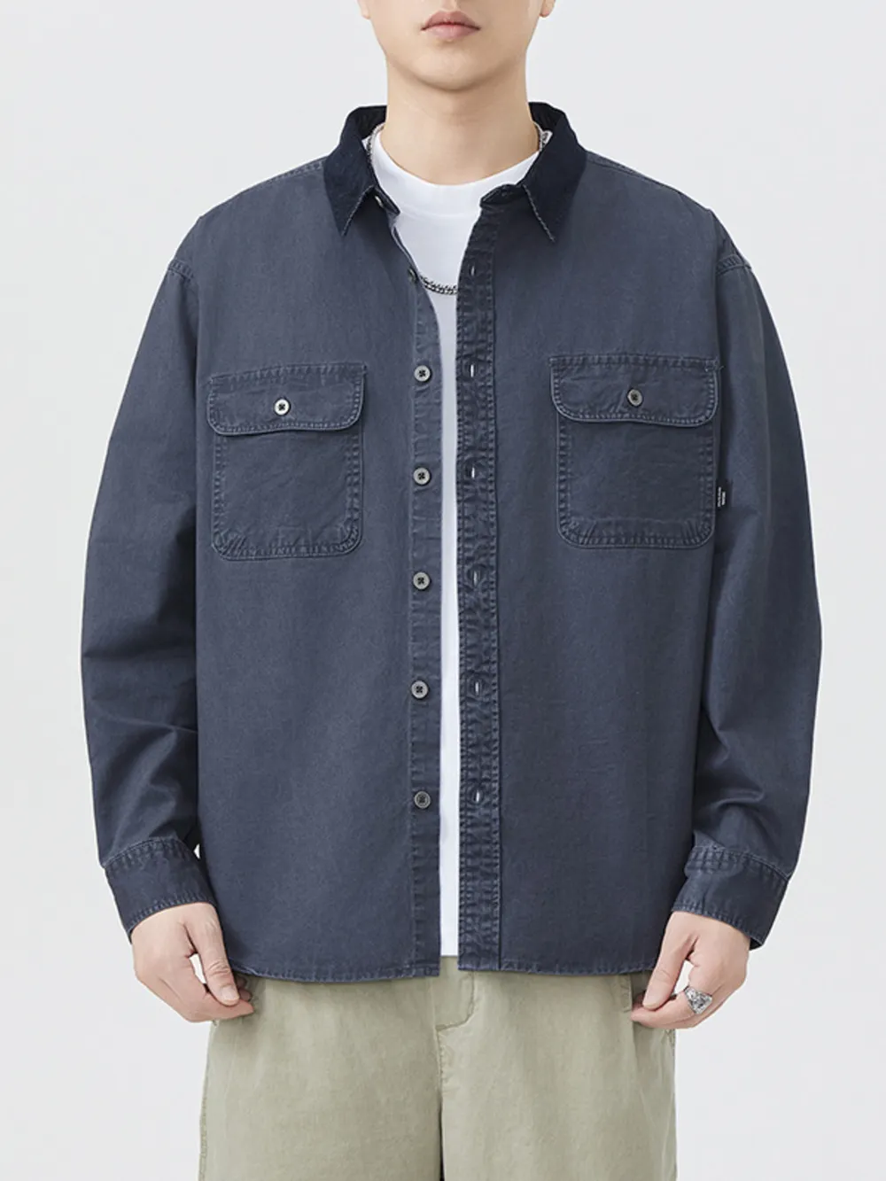 Men's Plus Size Button Up Long Sleeve Shirt