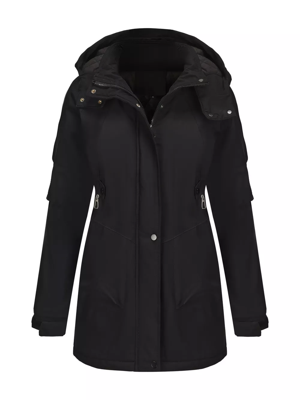 Full Size Hooded Mid-Length Windproof Outerwear Plus Size, image 20