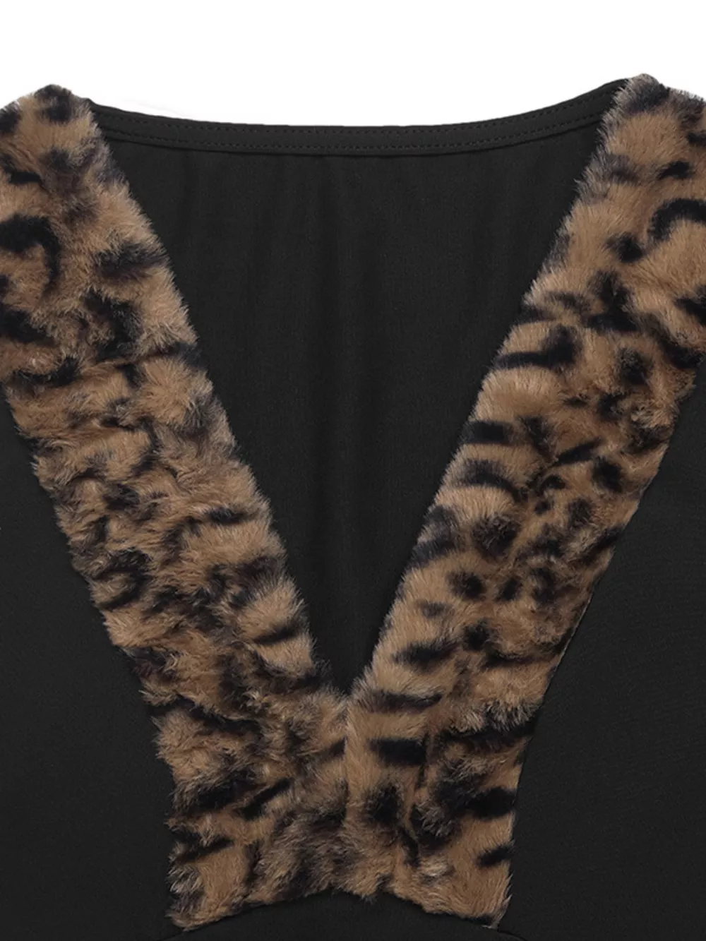 Leopard Trim V-Neck Long Sleeve Bodysuit, image 6