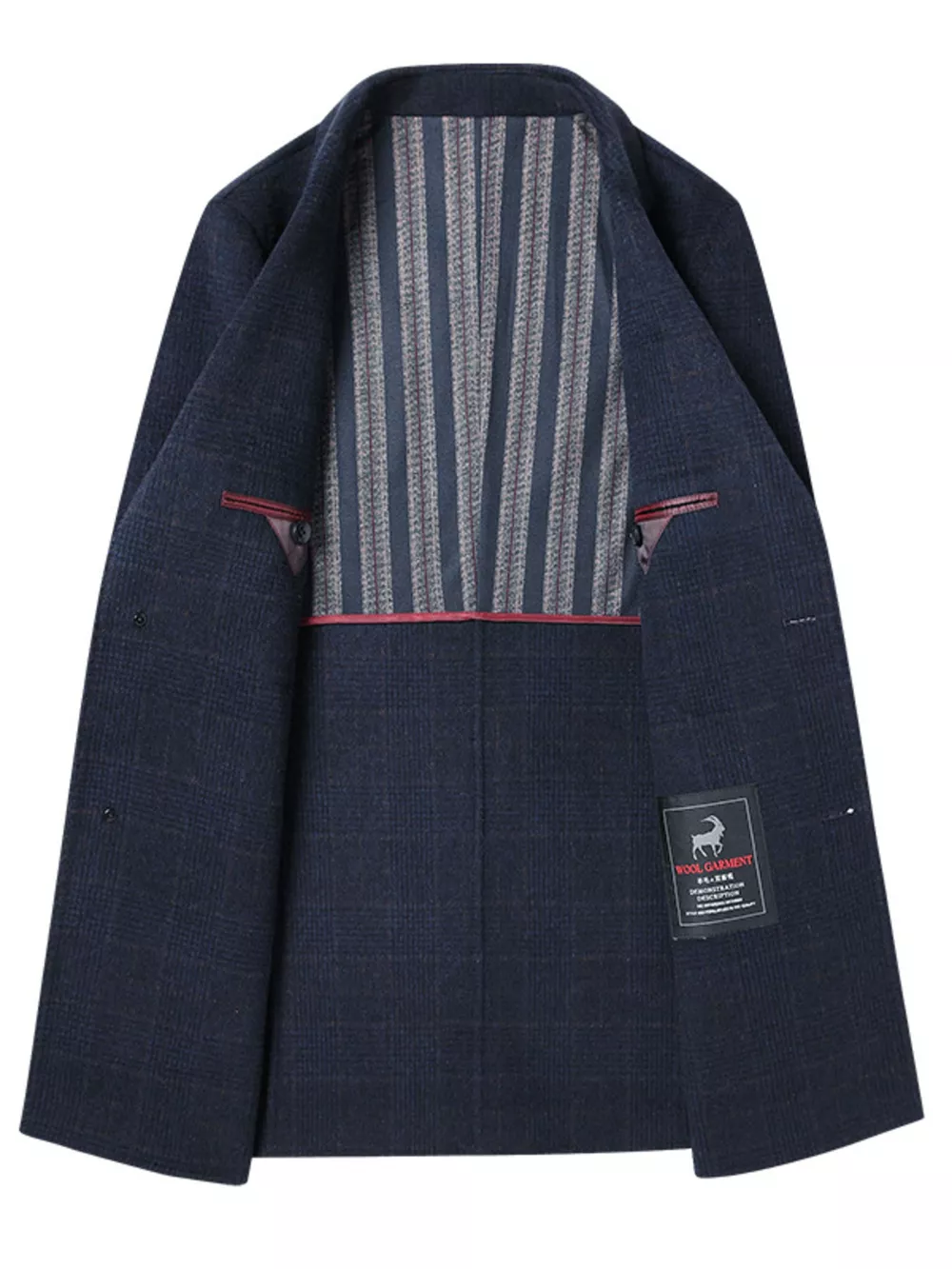 Men's Plus Size Plaid Wool Blend Overcoat, image 4