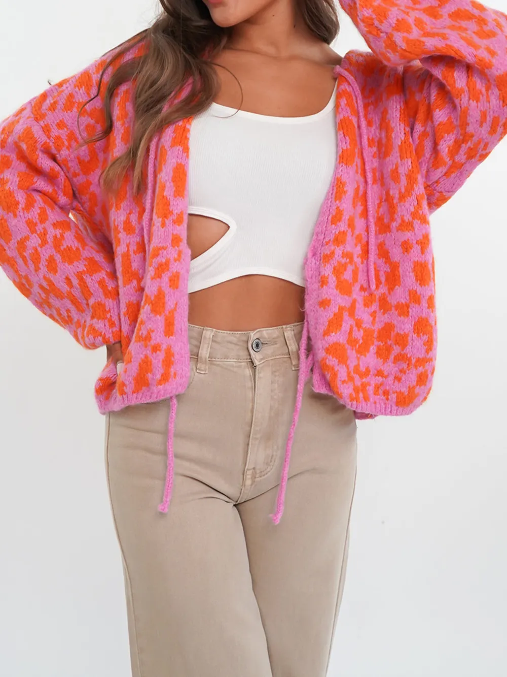 Leopard Tie Front Cardigan, image 16