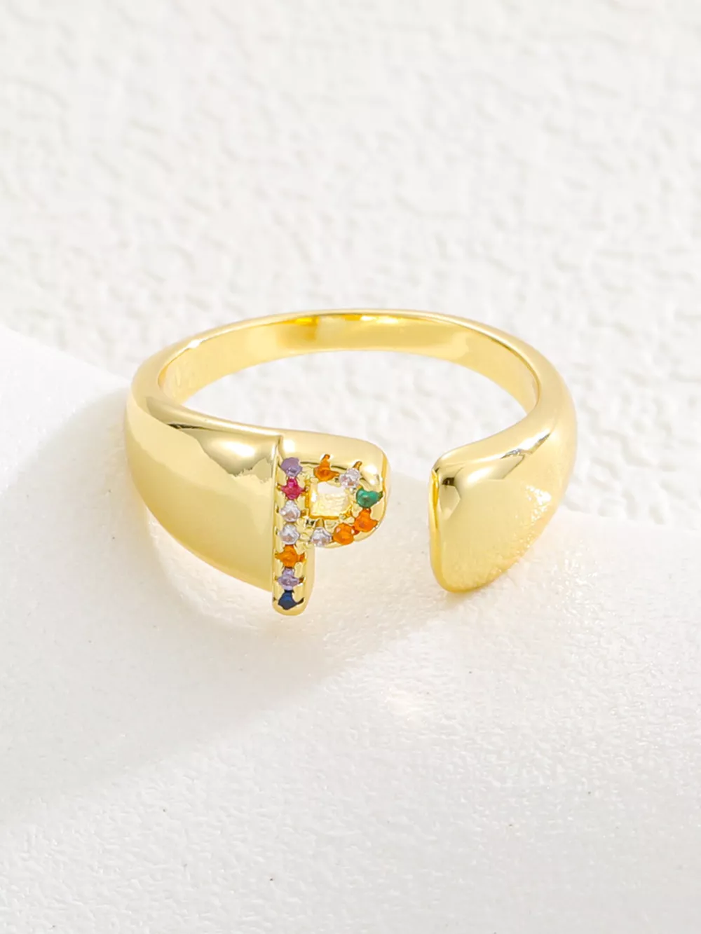 18K Gold-Plated Zircon Letter Ring, image 19