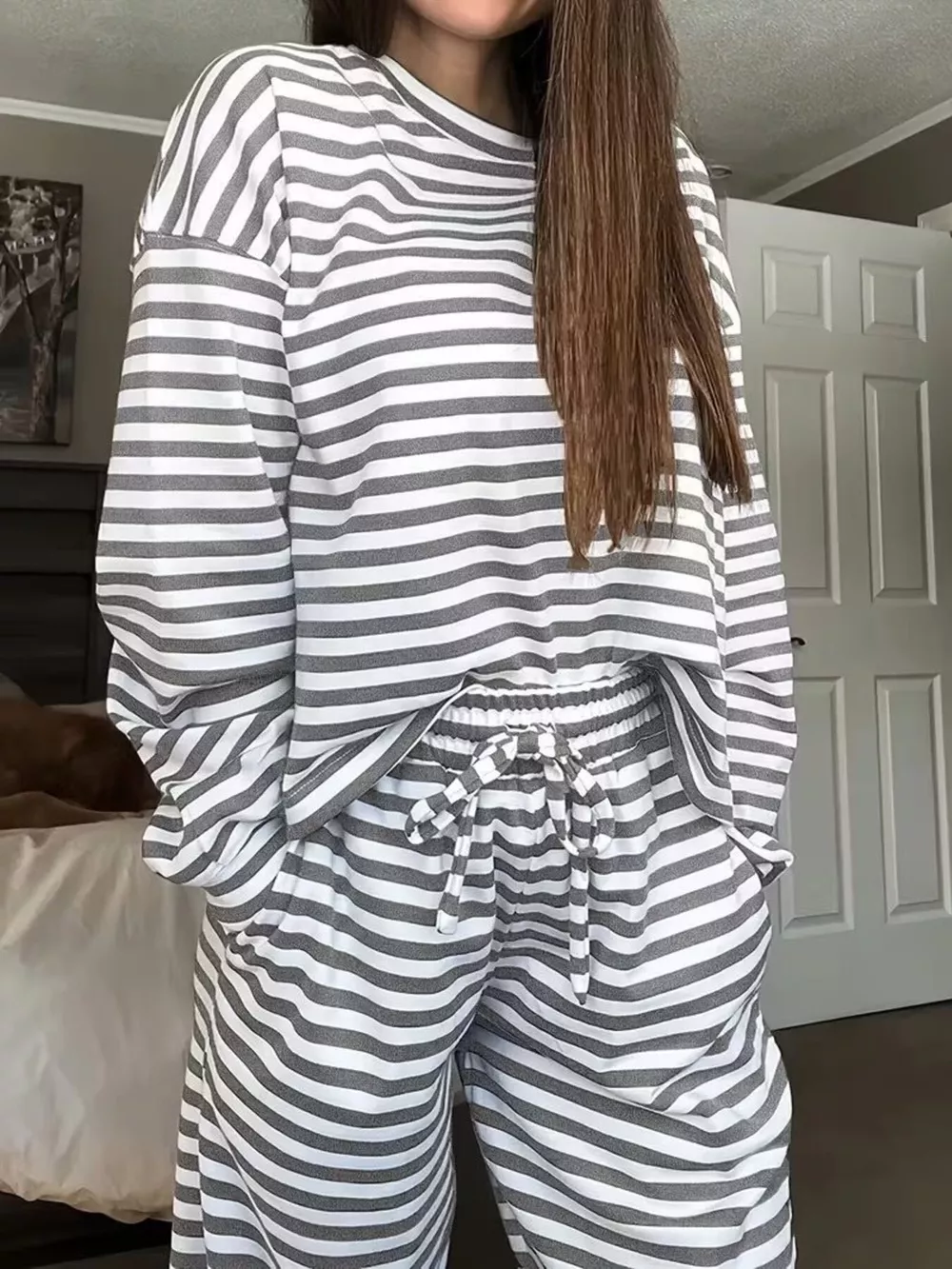 Striped Long Sleeve Top and Pants Set, image 13