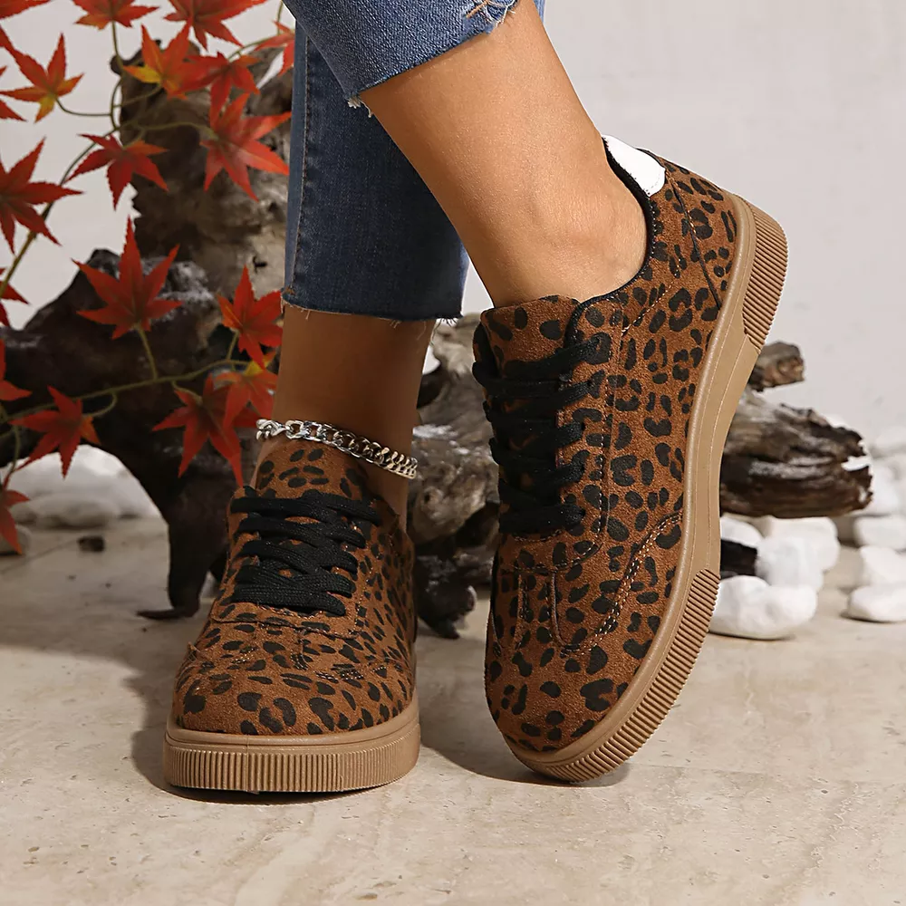 Leopard Lace Up Sneakers, image 3