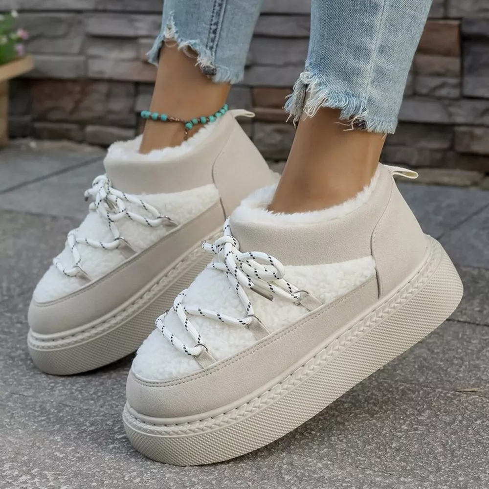 Cozy Plush Lined Lace-Up Platform Winter Boots, image 10
