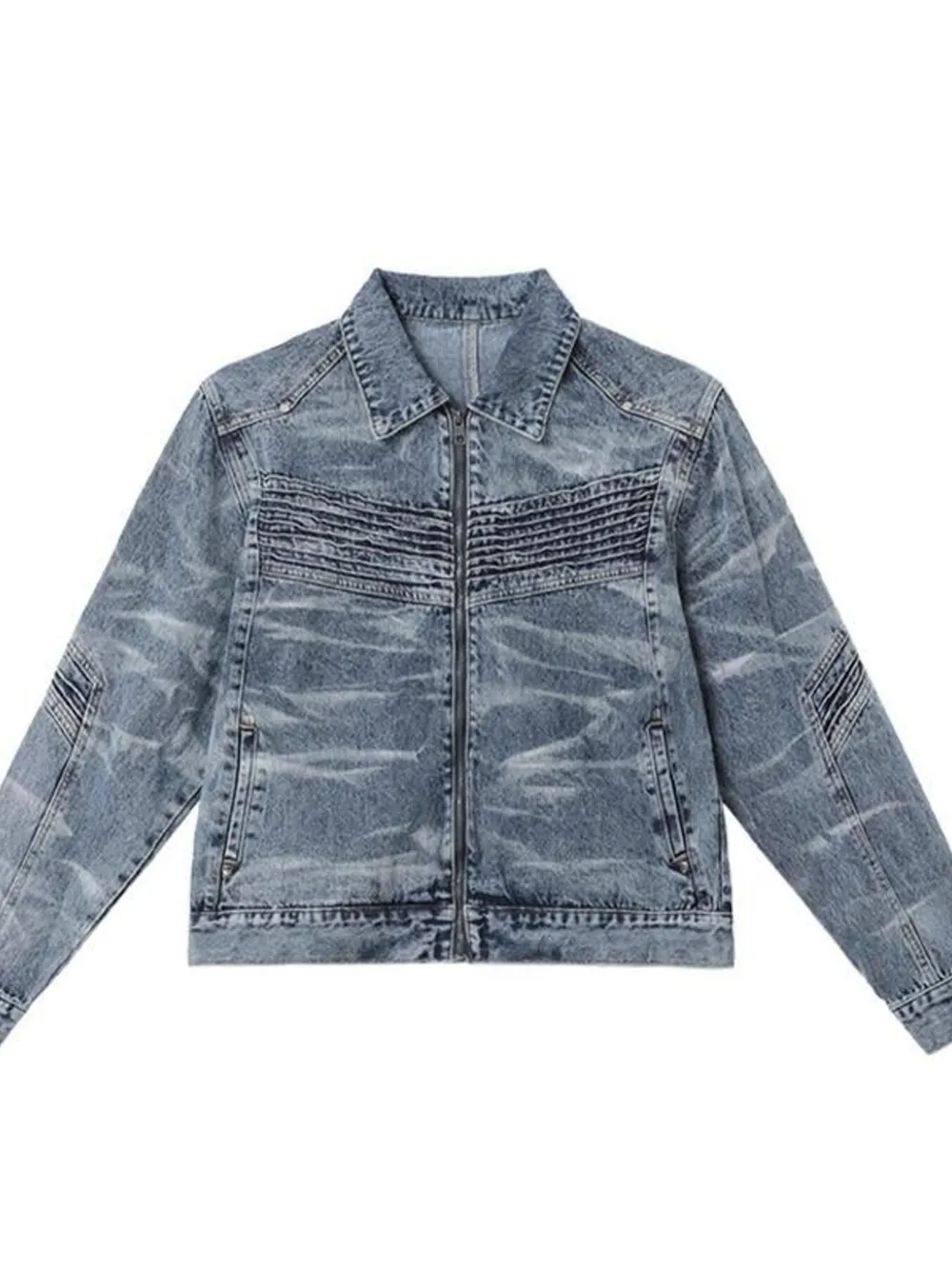 Men's Washed Zip Up Denim Jacket, image 5