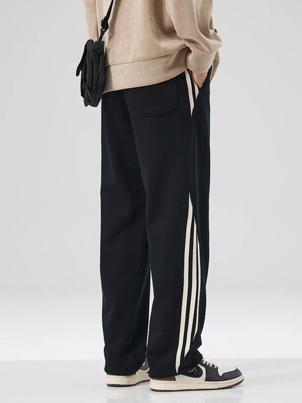 Men's Plus Size Casual Drawstring Side Stripe Pants, image 3