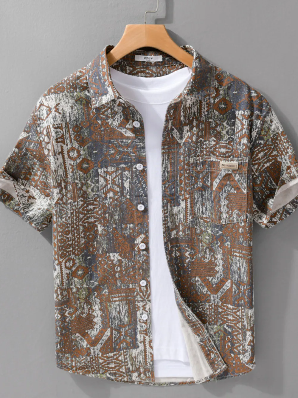 Men's Plus Size Button Up Short Sleeve Shirt