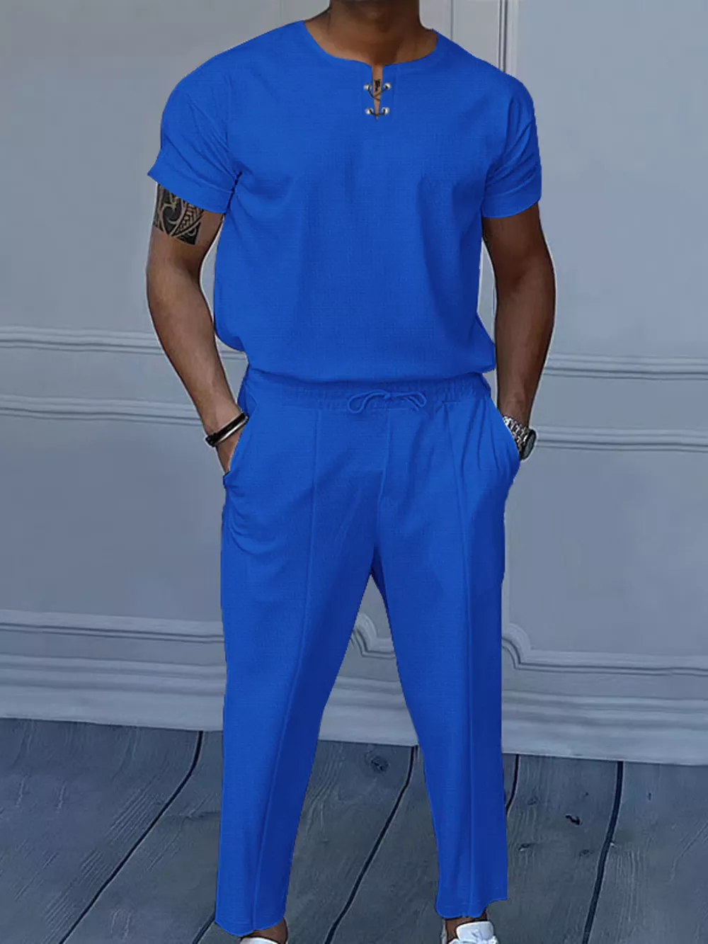 Men's Full Size Casual Short-Sleeve Top and Pants Set Plus Size, image 7