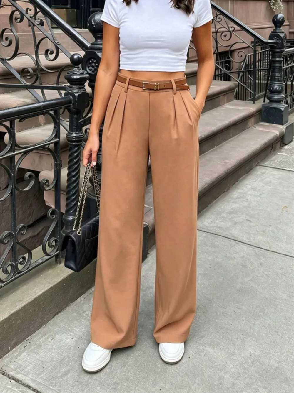 Pleated Wide Leg Pants, image 2